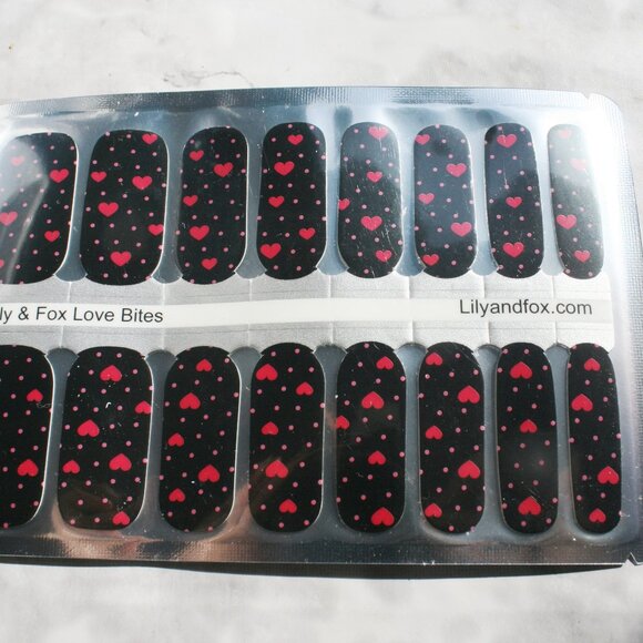 3 For 15 - LILY & FOX - LOVE BITES Nail Stickers Wraps Strips Valentine's Hearts - Picture 2 of 10